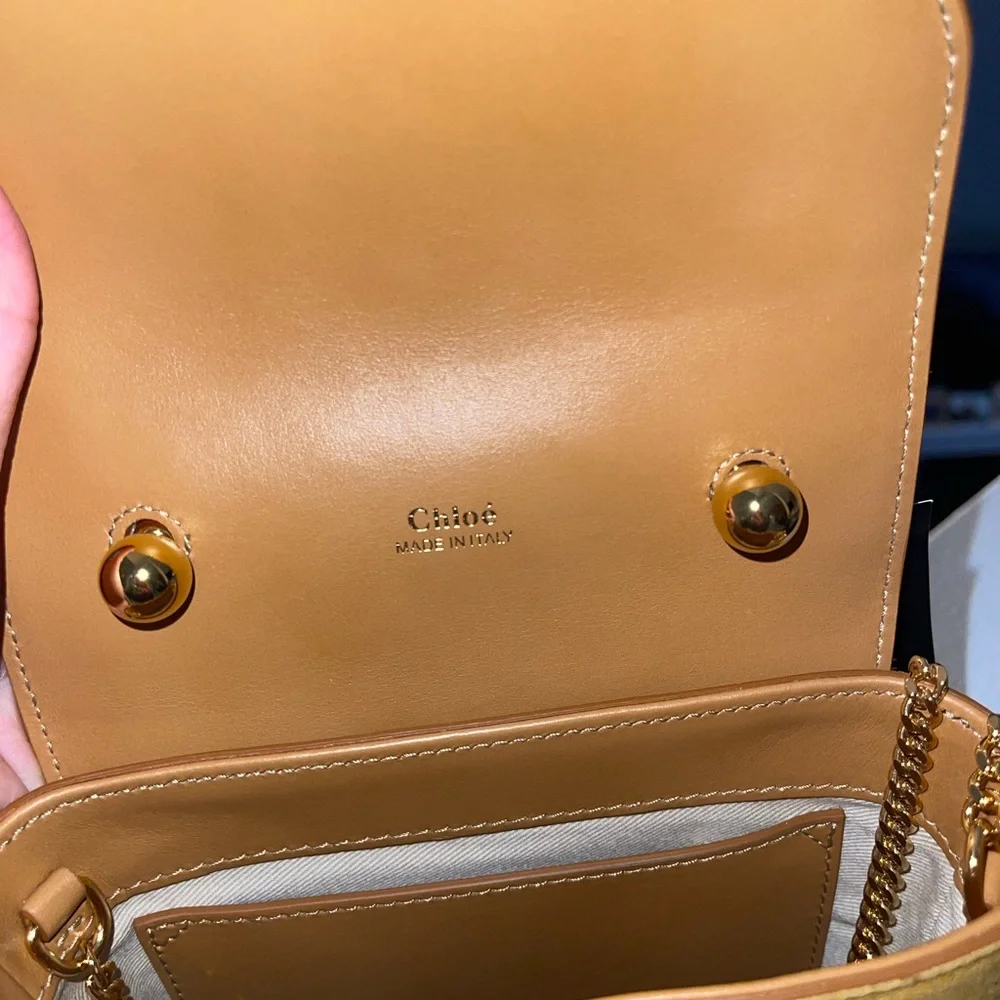 CHLOÉ Aby Lock Small Lizard-effect Leather-trimmed Embroidered Suede Bag - Picture 12 of 16